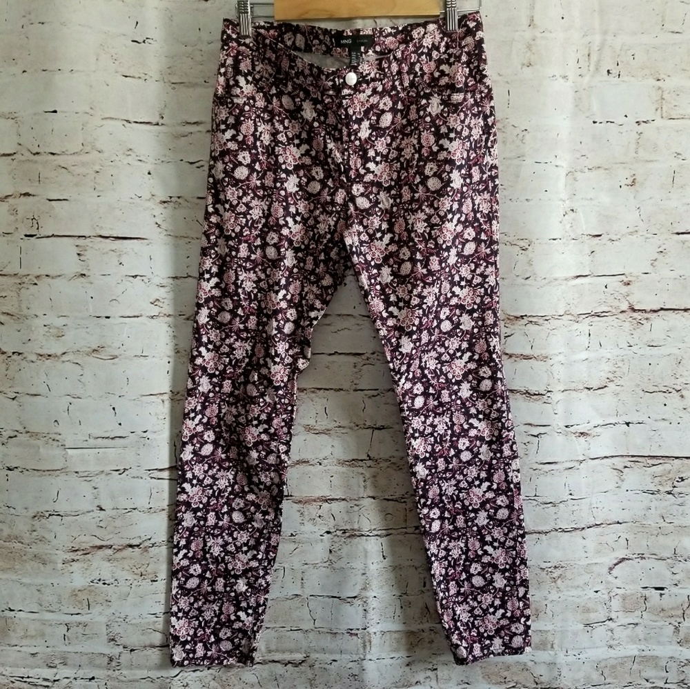 MNG Casual floral printed skinny jeans size 8